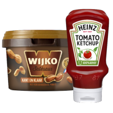 Wijko satésaus of Heinz ketchup, 50% of zero